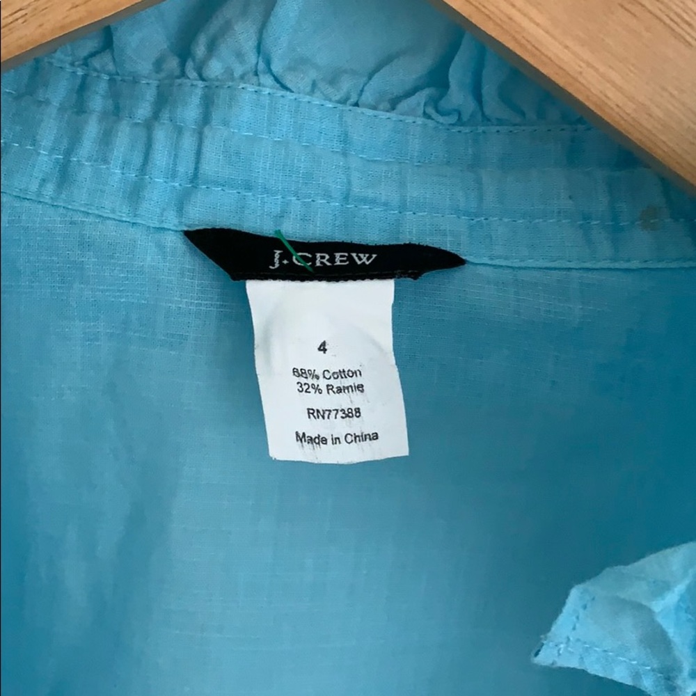 J. Crew Light Blue Ruffle Blouse - Picture 3 of 5